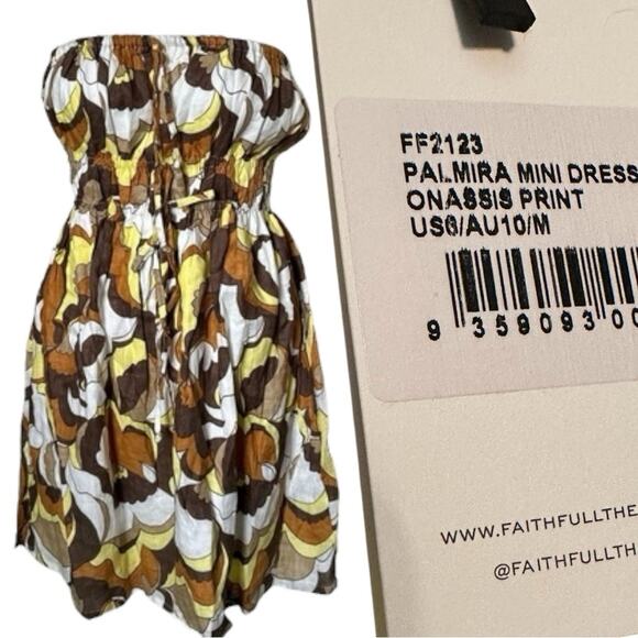 Faithful The Brand PALMIRA Mini Dress ONASSIS Retro Print NWT linen USA 6 - Picture 2 of 8